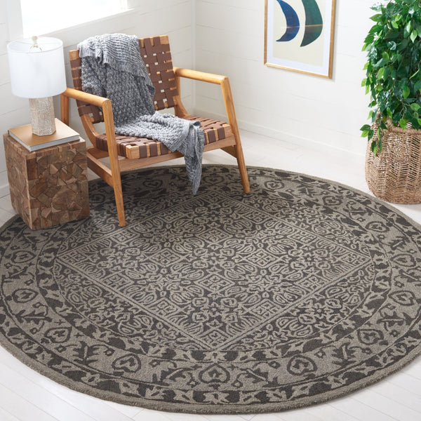 Safavieh Dip Hand-tufted Round Area Rug In Sophisticated Dark Palette - Elevate Your Home Decor Today! Dark Grey 80% Wool,20% Cotton Ddy151h-5r