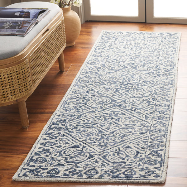 Safavieh Dip Hand-tufted Area Rug With Floral Motifs - Luxurious Wool Blend For Modern Home Elegance Blue ,Ivory 80% Wool,20% Cotton Ddy151m-3