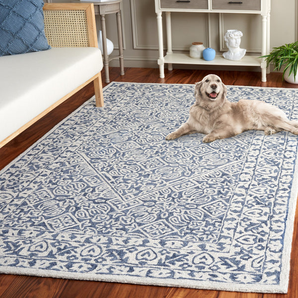 Safavieh Dip Hand-tufted Area Rug With Floral Motifs - Luxurious Wool Blend For Modern Home Elegance Blue ,Ivory 80% Wool,20% Cotton Ddy151m-3