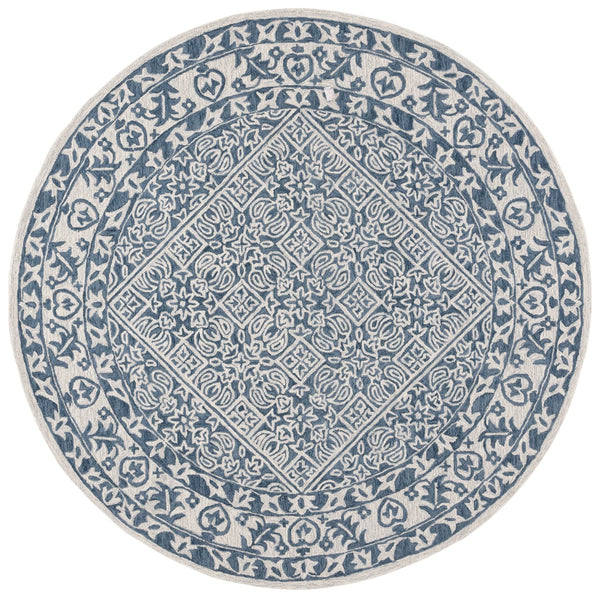 Safavieh Dip Hand-tufted Area Rug With Floral Motifs - Luxurious Wool Blend For Modern Home Elegance Blue ,Ivory 80% Wool,20% Cotton Ddy151m-3