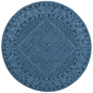 Safavieh Dip Hand-tufted Round Area Rug In Sophisticated Dark Palette - Elevate Your Home Decor Today! Navy Blue 80% Wool,20% Cotton Ddy151n-219