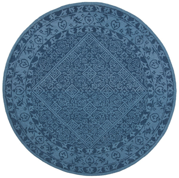Safavieh Dip Hand-tufted Round Area Rug In Sophisticated Dark Palette - Elevate Your Home Decor Today! Navy Blue 80% Wool,20% Cotton Ddy151n-219