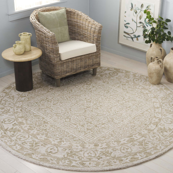 Safavieh Dip Hand-tufted Area Rug With Floral Motifs - Luxurious Wool Blend For Modern Home Elegance Sage ,Ivory 80% Wool,20% Cotton Ddy151w-4