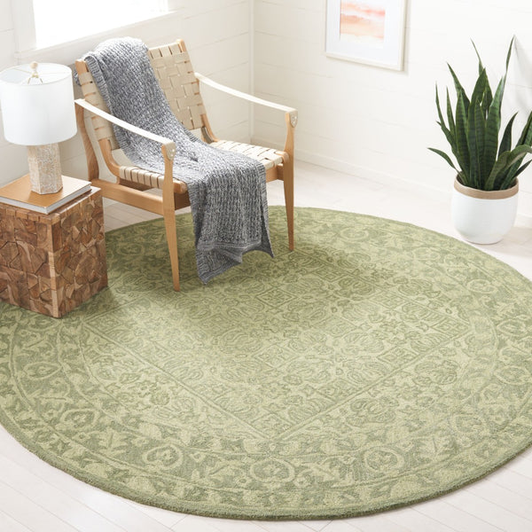 Safavieh Dip Hand-tufted Round Area Rug In Sophisticated Dark Palette - Elevate Your Home Decor Today! Green 80% Wool,20% Cotton Ddy151y-29