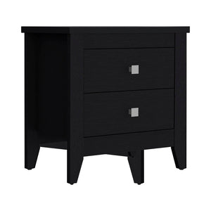English Elm Nightstand with Two Drawers and Sturdy Four-Leg Frame, Superior Top, Compact 26.62" W Surface Black 27.95 L x 20.86 W x 6.69 H B097133114