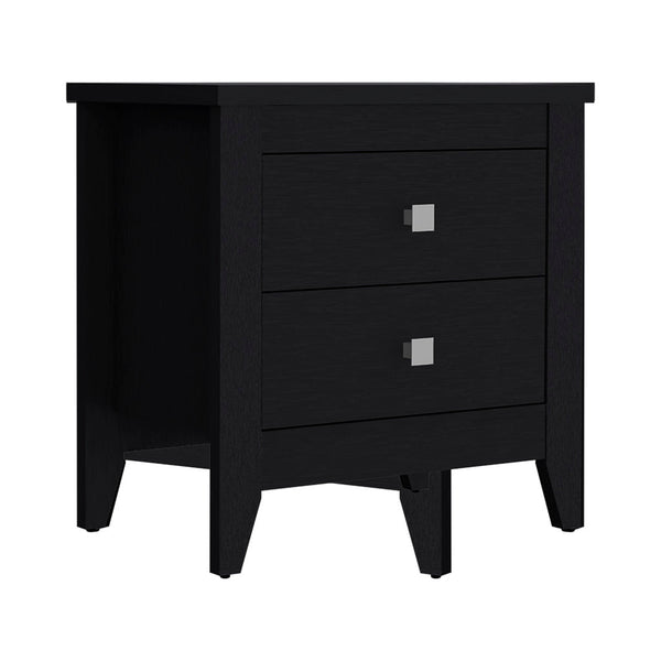 English Elm Nightstand with Two Drawers and Sturdy Four-Leg Frame, Superior Top, Compact 26.62" W Surface Black 27.95 L x 20.86 W x 6.69 H B097133114