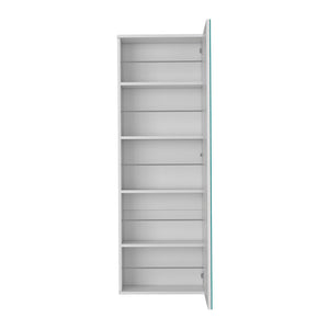 English Elm Wall Mounted Shoe Cabinet with Full Length Mirror Five Shelves White Entryway Organizer B097132917
