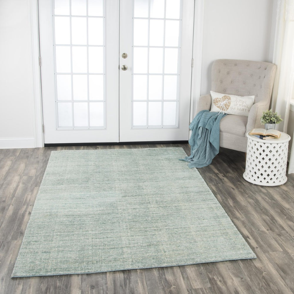 Alora Decor Demure Hand-Tufted Aqua Rectangle Rug In Viscose-Wool Blend, Plush Coastal Transitional Style, Artisanal Quality Infused 5' x 8' DEMDE1004AA000508