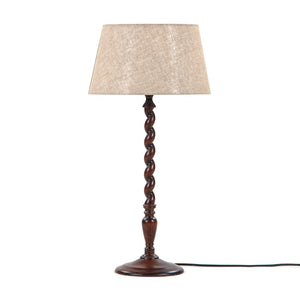 Union Home Twist Table Lamp - Elegant Acacia Wood Design With Luxurious Linen Shade For Stylish Home Decor Porto Dark Finish Plantation Grown Acacia Wood,100% Linen Dec00078