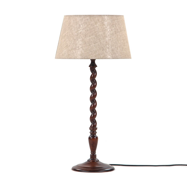 Union Home Twist Table Lamp - Elegant Acacia Wood Design With Luxurious Linen Shade For Stylish Home Decor Porto Dark Finish Plantation Grown Acacia Wood,100% Linen Dec00078