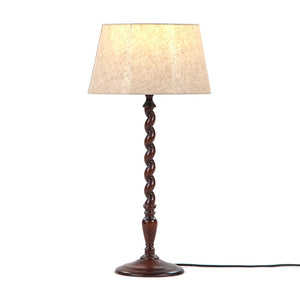 Union Home Twist Table Lamp - Elegant Acacia Wood Design With Luxurious Linen Shade For Stylish Home Decor Porto Dark Finish Plantation Grown Acacia Wood,100% Linen Dec00078