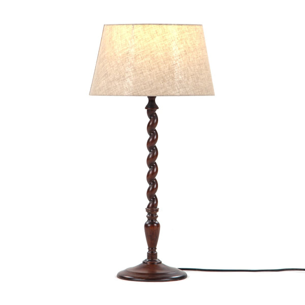 Union Home Twist Table Lamp - Elegant Acacia Wood Design With Luxurious Linen Shade For Stylish Home Decor Porto Dark Finish Plantation Grown Acacia Wood,100% Linen Dec00078
