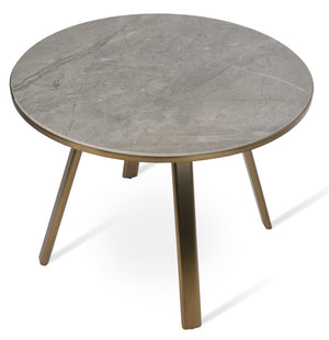 Soho Concept Denver Dining Table - 40" Ceramic & Glass Top, Customizable Black, Walnut, Brass Finishes, 30" High Brass,Grey  Soho-concept-dining-chair-13707