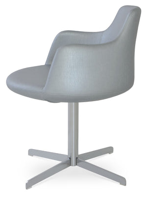 Soho Concept Dervish 4-star Swivel Armchair In Luxurious Boucle, Velvet & Nubuck Fabrics – Modern Design & Comfort Chrome  Soho-concept-dining-chair-02591