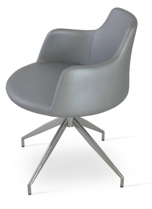 Soho Concept Dervish Stylish Spider Swivel Armchair Dining Chair – Premium Boucle, Velvet & Nubuck Fabrics, Grey Chrome  Soho-concept-dining-chair-02595