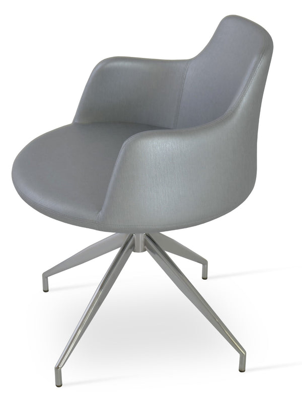 Soho Concept Dervish Stylish Spider Swivel Armchair Dining Chair – Premium Boucle, Velvet & Nubuck Fabrics, Grey Chrome  Soho-concept-dining-chair-02595