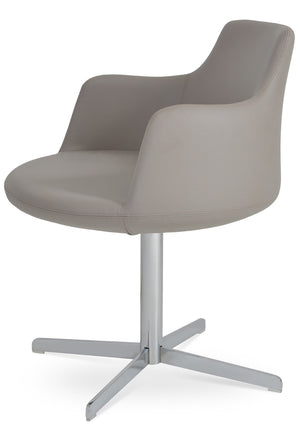 Soho Concept Dervish 4 Star Swivel Armchair - Elegant Leatherette Dining Chair With 2-year Guarantee, Versatile Style Chrome  Soho-concept-dining-chair-02599