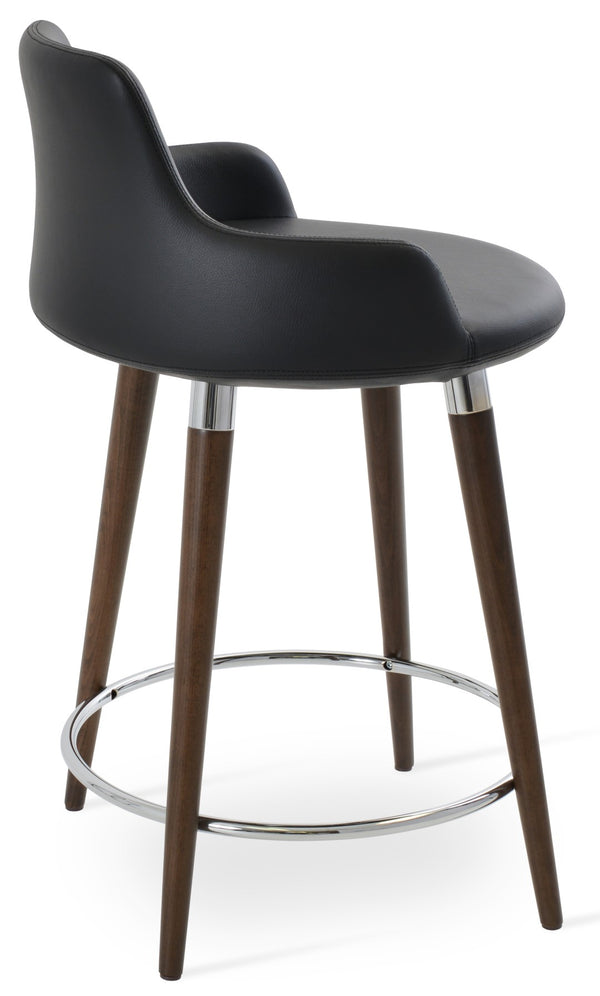 Soho Concept Dervish Wood Stool Collection: Stylish Bar & Counter Stools With Durable Leatherette Upholstery Walnut,Black  Soho-concept-dining-chair-07991