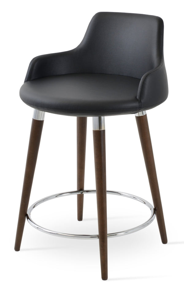 Soho Concept Dervish Barstools & Counterstools - Elegant Walnut Finish, Durable Leatherette, 2-year Guarantee! Walnut,Black  Soho-concept-dining-chair-07990