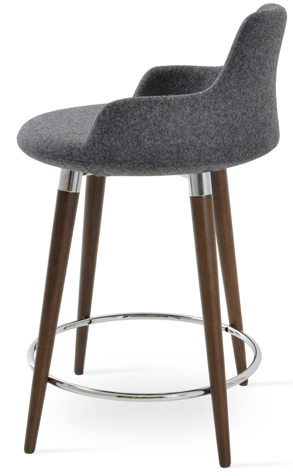 Soho Concept Dervish Wood Barstools & Counterstools - Premium Camira Blazer Wool, 10-year Guarantee, Stylish Design Walnut,Dark Grey  Soho-concept-dining-chair-07993