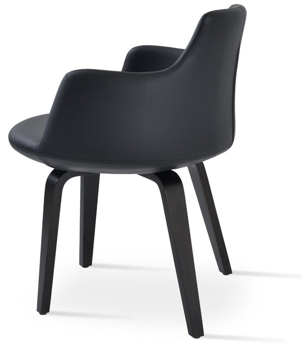 Soho Concept Dervish Plywood Armchair Dining Chair - Stylish Leatherette, Soft Walnut Finish, 2-year Guarantee! Black  Soho-concept-dining-chair-02613