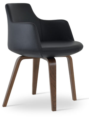 Soho Concept Dervish Plywood Armchair Dining Chair - Stylish Leatherette, Soft Walnut Finish, 2-year Guarantee! Walnut,Black  Soho-concept-dining-chair-02615