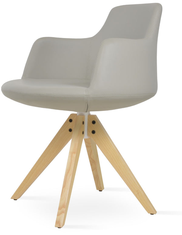 Soho Concept Dervish Pyramid Swivel Dining Armchair - Stylish Leatherette Chair In Soft Natural, Ash, Black Finish Ash,Natural,Light Grey  Soho-concept-dining-chair-02617