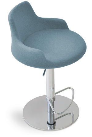 Soho Concept Dervish Piston Stool - Adjustable Barstool With Footrest, Camira Fabric, Chrome Finish, 10-year Warranty Chrome,Blue  Soho-concept-dining-chair-07997