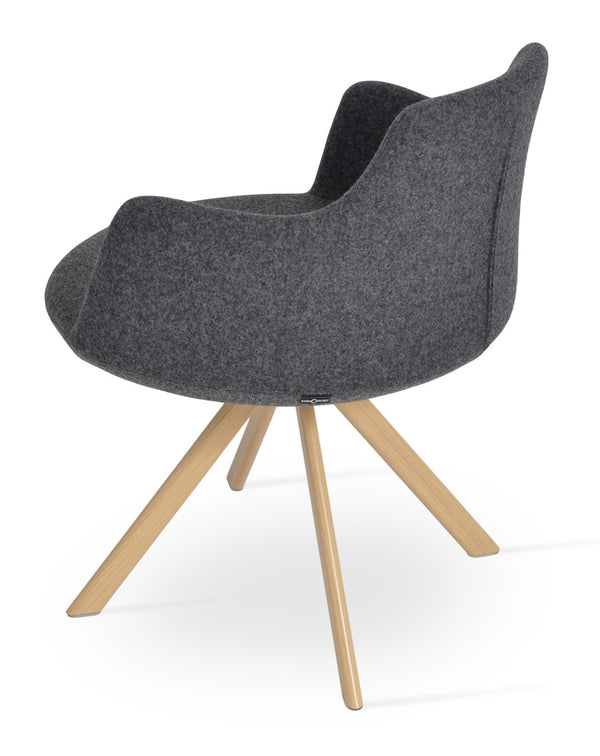 Soho Concept Dervish Sword Dining Armchair - Stylish Wool Upholstered Chair With 10-year Guarantee & Swivel Base Natural,Dark Grey  Soho-concept-dining-chair-02624