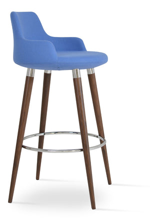 Soho Concept Dervish Wood Barstools & Counterstools In Camira Era Fabric – 10-year Guarantee, Elegant Walnut Finish Walnut,Blue  Soho-concept-dining-chair-08007