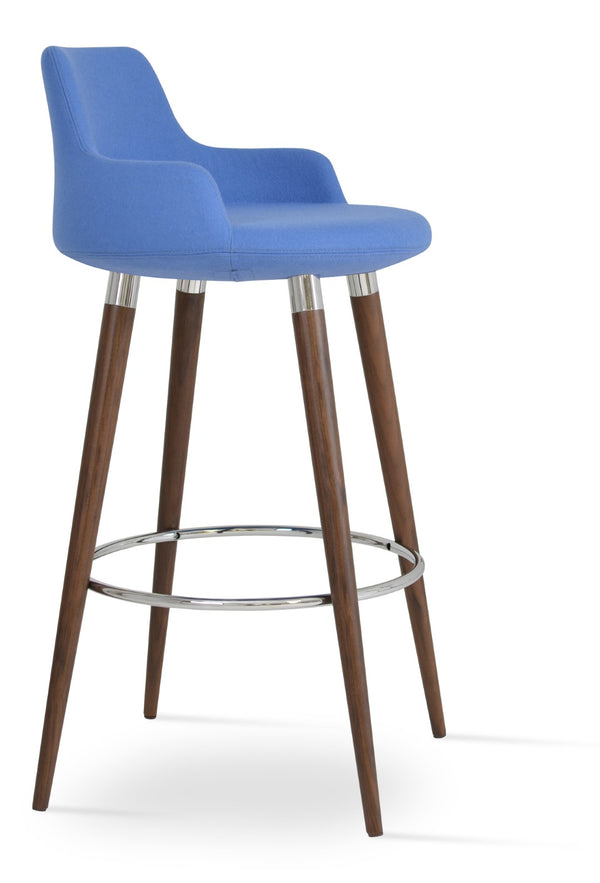 Soho Concept Dervish Wood Barstools & Counterstools In Camira Era Fabric – 10-year Guarantee, Elegant Walnut Finish Walnut,Blue  Soho-concept-dining-chair-08007
