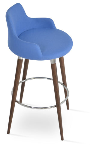 Soho Concept Dervish Wood Barstools & Counterstools - Premium Upholstered Designs With 10-year Guarantee, 350 Lbs Capacity Walnut,Blue  Soho-concept-dining-chair-08006