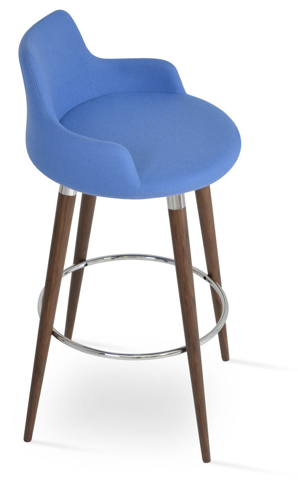 Soho Concept Dervish Wood Barstools & Counterstools - Premium Upholstered Designs With 10-year Guarantee, 350 Lbs Capacity Walnut,Blue  Soho-concept-dining-chair-08006