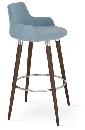 Soho Concept Dervish Wood Barstools & Counterstools - Premium Upholstered Designs With 10-year Guarantee, 350 Lbs Capacity Walnut,Blue  Soho-concept-dining-chair-06710