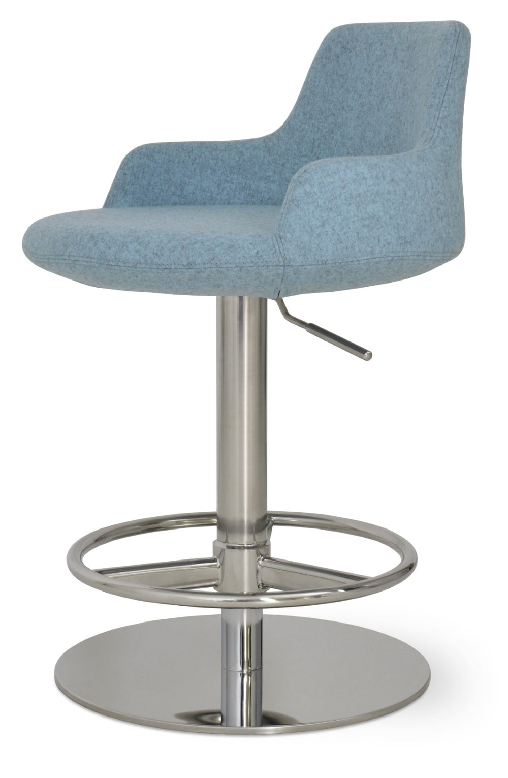 Soho Concept Dervish Piston Barstools & Counterstools - Ergonomic Design, Stylish Boucle Fabric, 10-year Warranty Polished Steel Skyblue  Soho-concept-dining-chair-07927