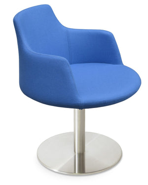 Soho Concept Dervish Round Swivel Armchair Dining Chair - Soft Blue Leatherette, 2-year Guarantee, Stylish Comfort   Soho-concept-dining-chair-02586