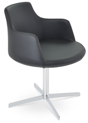 Soho Concept Dervish 4 Star Swivel Armchair - Elegant Leatherette Dining Chair With 2-year Guarantee, Versatile Style Chrome,Black  Soho-concept-dining-chair-02271