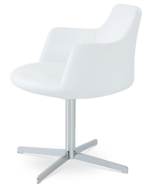 Soho Concept Dervish 4 Star Swivel Armchair - Elegant Leatherette Dining Chair With 2-year Guarantee, Versatile Style Chrome,White  Soho-concept-dining-chair-02272