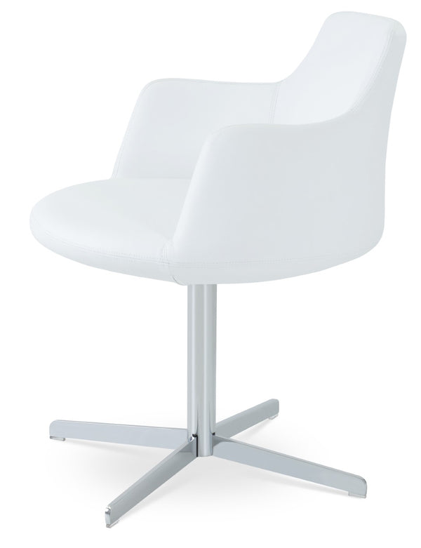 Soho Concept Dervish 4 Star Swivel Armchair - Elegant Leatherette Dining Chair With 2-year Guarantee, Versatile Style Chrome,White  Soho-concept-dining-chair-02272
