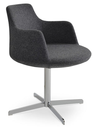 Soho Concept Dervish 4 Star Swivel Armchair - Luxurious Camira Blazer Wool Fabric With 10-year Guarantee, Stylish Design Chrome,Dark Grey  Soho-concept-dining-chair-02274