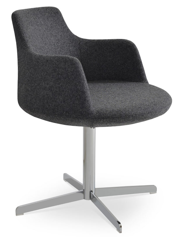 Soho Concept Dervish 4 Star Swivel Armchair - Luxurious Camira Blazer Wool Fabric With 10-year Guarantee, Stylish Design Chrome,Dark Grey  Soho-concept-dining-chair-02274