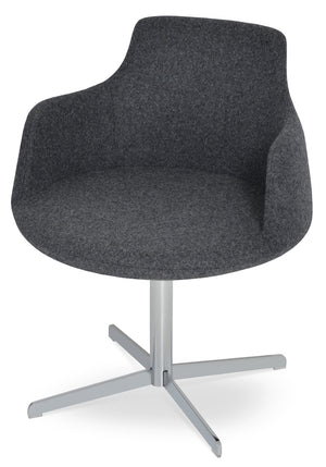 Soho Concept Dervish 4 Star Swivel Armchair - Luxurious Camira Blazer Wool Fabric With 10-year Guarantee, Stylish Design Chrome,Dark Grey  Soho-concept-dining-chair-02273