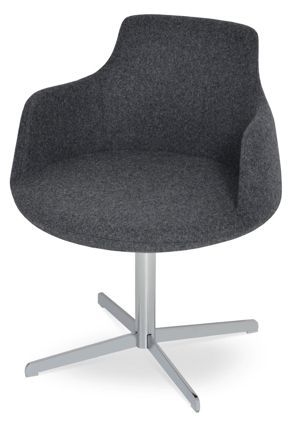 Soho Concept Dervish 4 Star Swivel Armchair - Luxurious Camira Blazer Wool Fabric With 10-year Guarantee, Stylish Design Chrome,Dark Grey  Soho-concept-dining-chair-02273