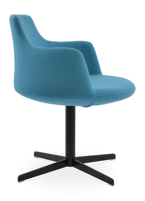 Soho Concept Dervish 4 Star Swivel Armchair - Luxurious Camira Blazer Wool Fabric With 10-year Guarantee, Stylish Design Black,Turquoise  Soho-concept-dining-chair-02255