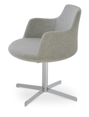 Soho Concept Dervish 4 Star Swivel Armchair - Luxurious Camira Blazer Wool Fabric With 10-year Guarantee, Stylish Design Chrome,Silver  Soho-concept-dining-chair-02256