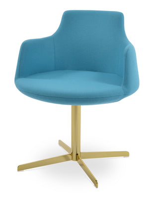 Soho Concept Dervish 4 Star Swivel Armchair - Luxurious Camira Blazer Wool Fabric With 10-year Guarantee, Stylish Design Gold,Turquoise  Soho-concept-dining-chair-02258