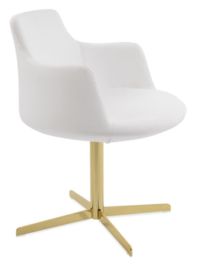 Soho Concept Dervish 4 Star Swivel Armchair - Elegant Leatherette Dining Chair With 2-year Guarantee, Versatile Style Gold,White  Soho-concept-dining-chair-02259