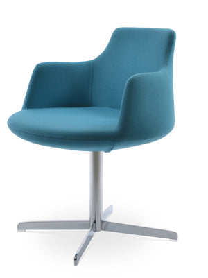 Soho Concept Dervish 4 Star Swivel Armchair - Luxurious Camira Blazer Wool Fabric With 10-year Guarantee, Stylish Design Chrome,Turquoise  Soho-concept-dining-chair-02264
