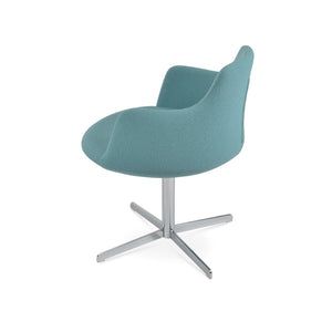 Soho Concept Dervish 4 Star Swivel Armchair - Stylish Boucle Upholstery With Chrome Base, 10-year Guarantee, Green Chrome,Green  Soho-concept-dining-chair-02253