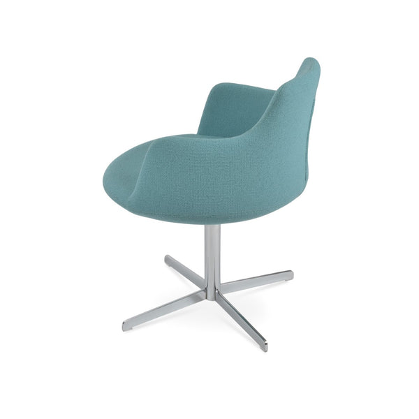 Soho Concept Dervish 4 Star Swivel Armchair - Stylish Boucle Upholstery With Chrome Base, 10-year Guarantee, Green Chrome,Green  Soho-concept-dining-chair-02253